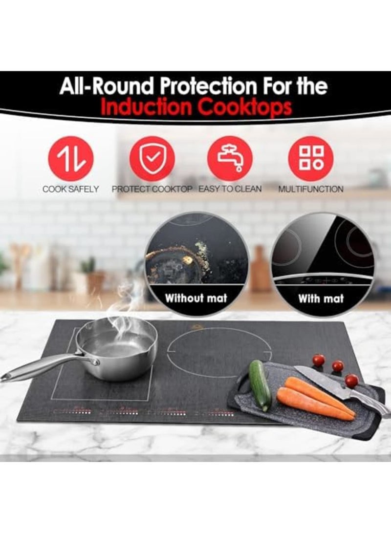 SYOSI حصيرة حماية سطح الطهي بالحث، غطاء موقد سيليكون مغناطيسي، واقي زجاجي كهربائي مقاوم للخدش، كبير 20.4x30.7 بوصة، تصميم شفاف (للمواقد الكهربائية) - Image 2