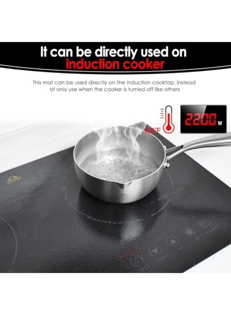 SYOSI حصيرة حماية سطح الطهي بالحث، غطاء موقد سيليكون مغناطيسي، واقي زجاجي كهربائي مقاوم للخدش، كبير 20.4x30.7 بوصة، تصميم شفاف (للمواقد الكهربائية) - Image 5