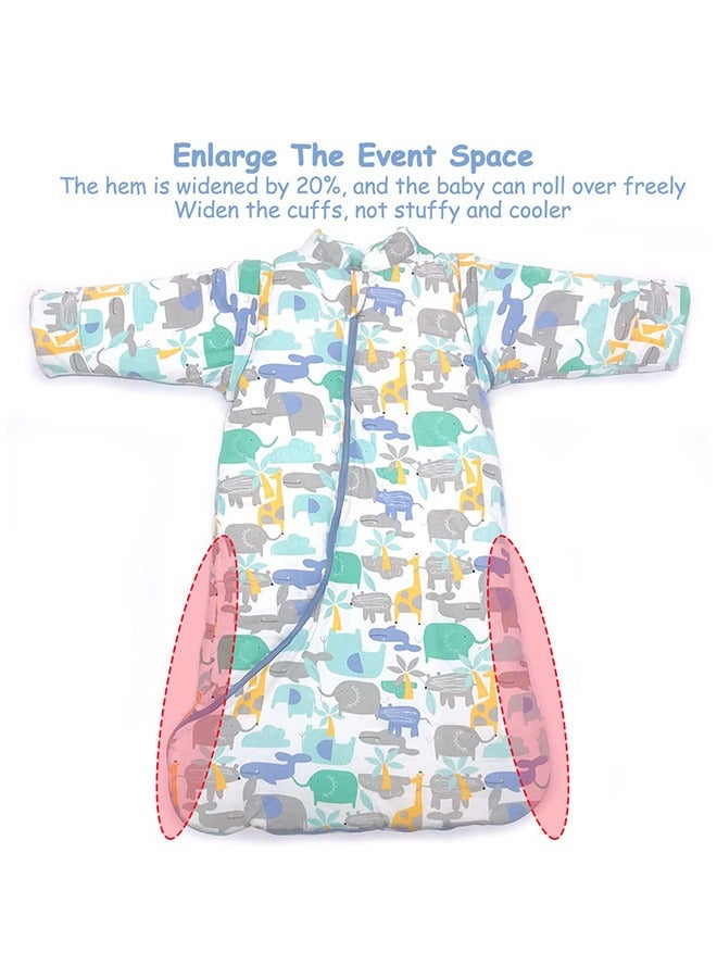 2.5 Tog Cotton Baby Sleeping Bag, Baby Grow Bag, Wearable Blanket Newborn Swaddle Bag with Detachable Long Sleeves, Toddler Sleeping Bag 80cm for Infant Toddler.  - Image 5