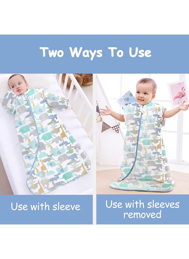 2.5 Tog Cotton Baby Sleeping Bag, Baby Grow Bag, Wearable Blanket Newborn Swaddle Bag with Detachable Long Sleeves, Toddler Sleeping Bag 80cm for Infant Toddler.  - Image 2