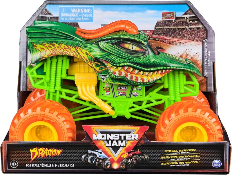 Monster Jam Universal design Dragon 1:24 Scale Monster Truck, Official Die-Cast Vehicle with BKT Rubber Tyres and Suspension, Collectible Toy for Kids Aged 3 Years and Up Upgraded general material - Image 1