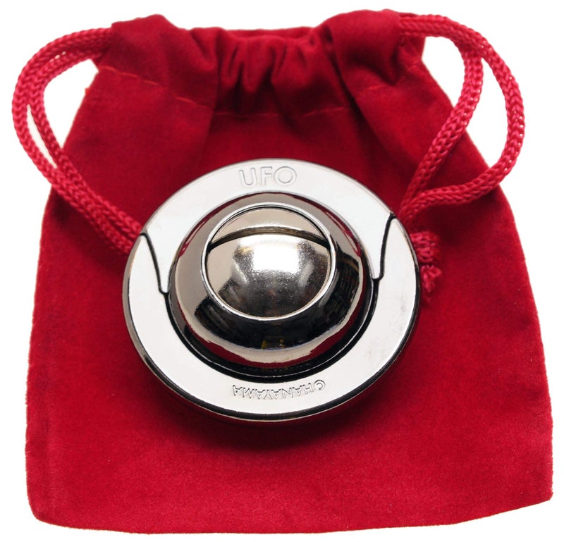 Bepuzzled UFO Hanayama Brain Teaser Puzzle, New 2019 Release, Level 4 Difficulty Rating, RED Velveteen Drawstring Pouch, Bundled - Image 1