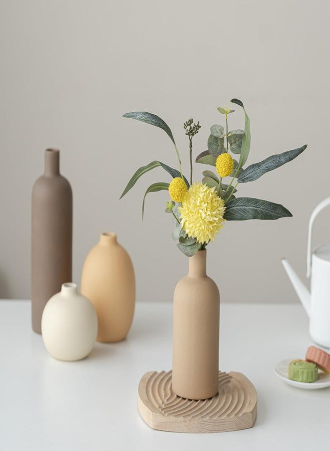 vaurcesa Modern Ceramic Vase Set, Neutral Colors, Decorative Vases for Home Decor, 4 Piece Collection (Coffee Mix Set 4) - Image 4