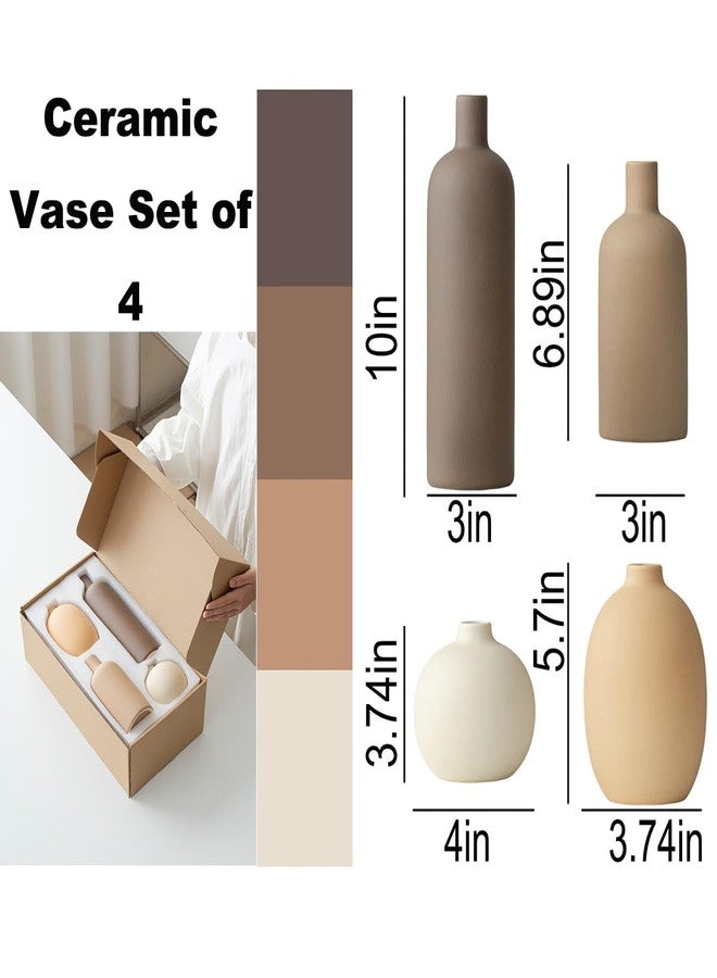 vaurcesa Modern Ceramic Vase Set, Neutral Colors, Decorative Vases for Home Decor, 4 Piece Collection (Coffee Mix Set 4) - Image 3