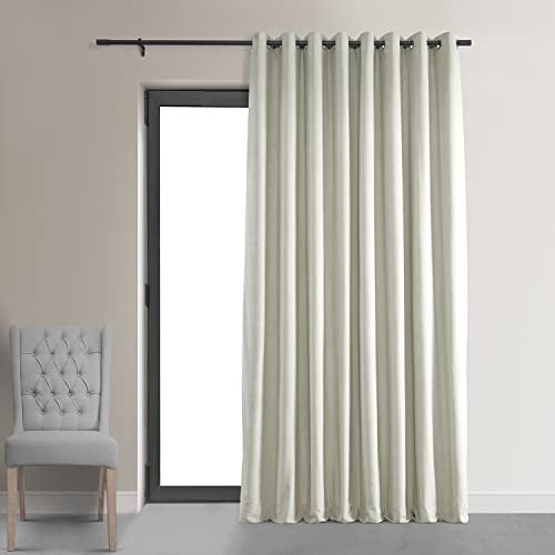 HPD Half Price Drapes HPD Half Price Drapes Extra Wide Grommet Blackout Velvet Curtains 108 Inches Long Heat  Full Light Blocking Blackout Curtains for Bedroom  Living Room 1 Panel 100W x 108L Off White 