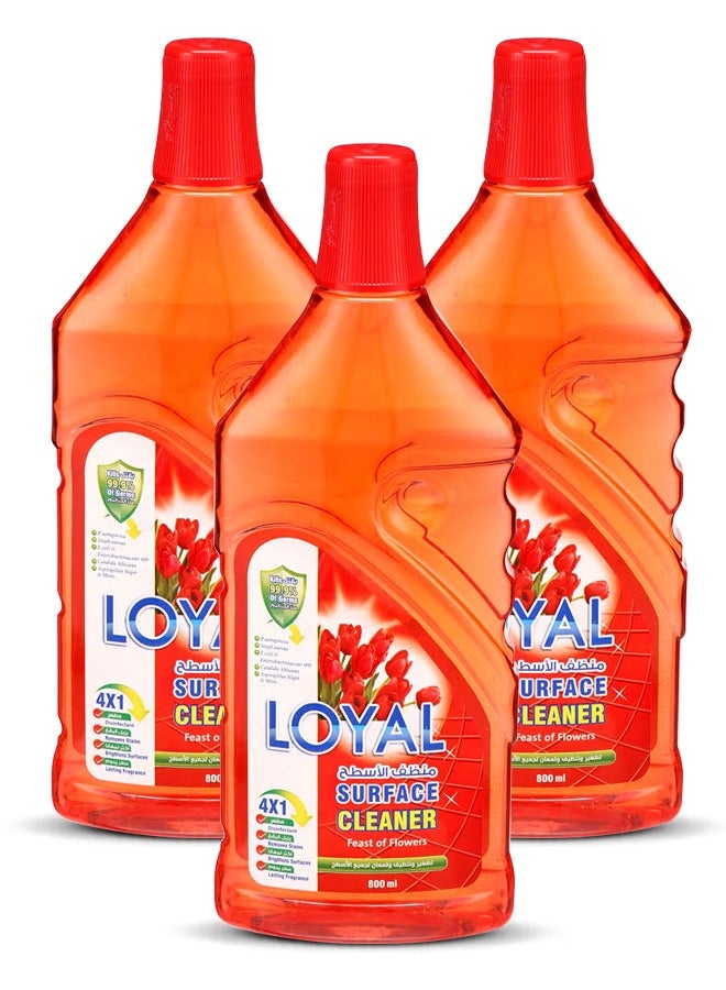 لويال سائل تنظيف الأسطح وليمة الزهور أحمر 3x800 مل - Image 1