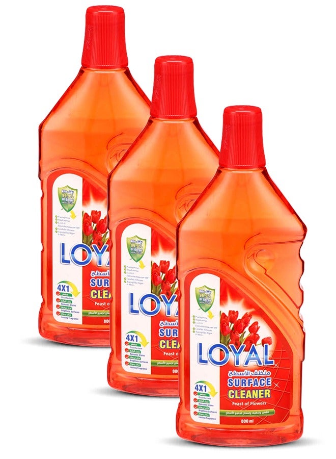 لويال سائل تنظيف الأسطح وليمة الزهور أحمر 3x800 مل - Image 2
