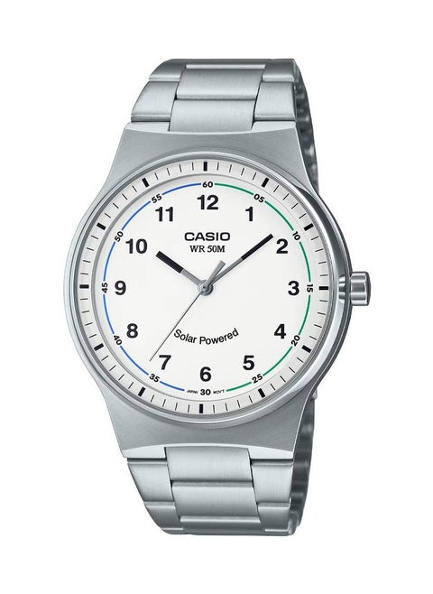 Analog Solar White Dial Stainless Steel Men's Watch MTP-RS105D-7BV