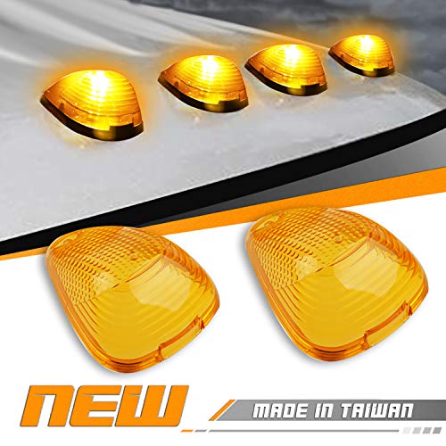 HERCOO LED Roof Lights Lenses Amber Cab Marker Clearance Running Compatible with 1999-2016 Super Duty F250 F350 F450 F550 Aftermarket Replacement - Image 3