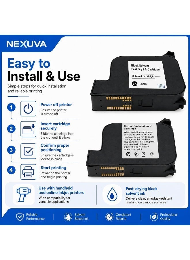 نيكسوفا خرطوشة حبر سوداء NEXUVA JS12M-BK متوافقة مع طابعة إنكجت محمولة - Image 3