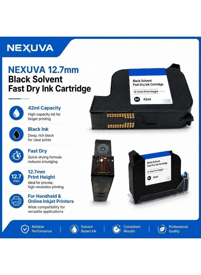 نيكسوفا خرطوشة حبر سوداء NEXUVA JS12M-BK متوافقة مع طابعة إنكجت محمولة - Image 5