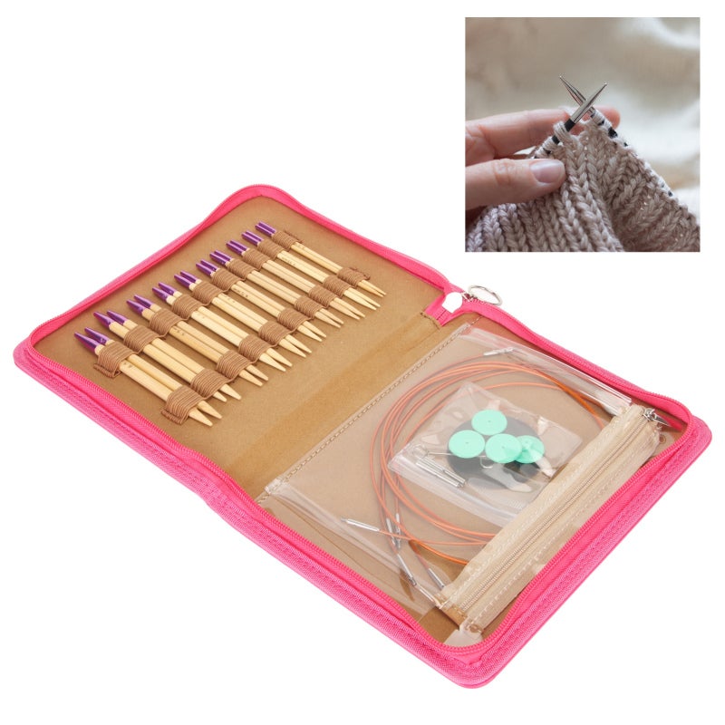 Interchangeable Circular Knitting Needle Set: Multiple Sizes With Clear Engraving - Ergonomic Easy To Use Needles For Beginners, Experienced Knitters And Household Knitting Projects - Image 3