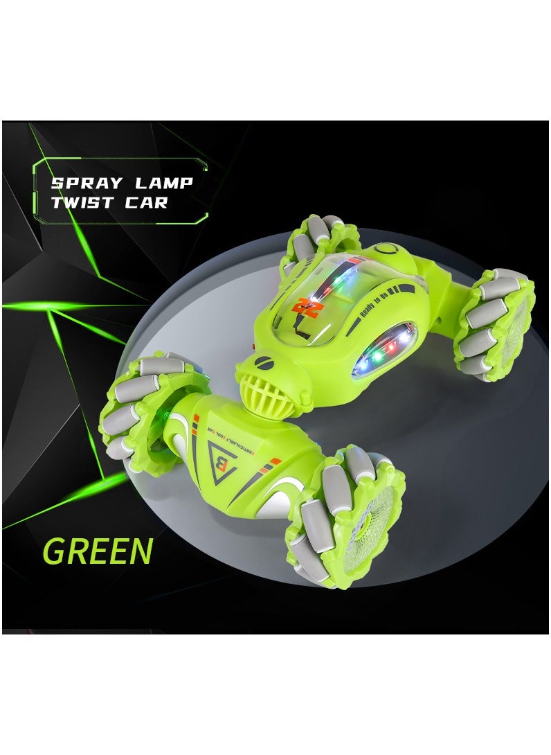 Dual Remote Control Four-Wheel Drive Watch Gesture Sensor Electric Toy Car, Music Light Spray Drift, Green, 25X15X6.5CM  - Image 4