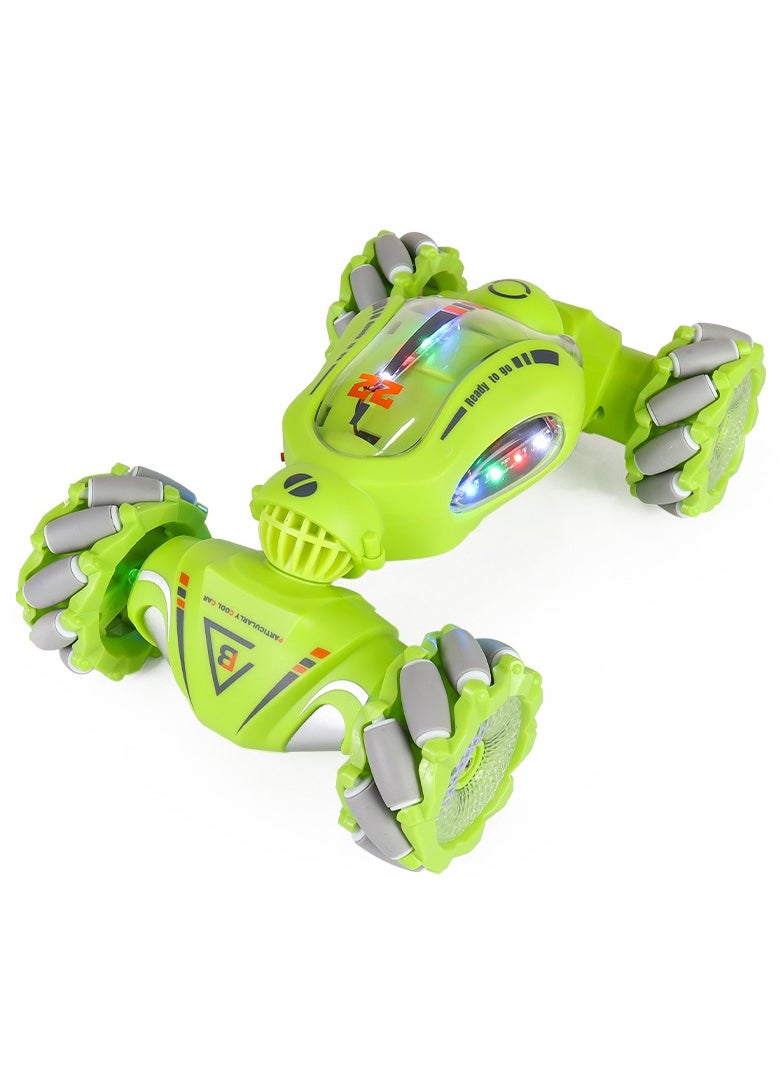 Dual Remote Control Four-Wheel Drive Watch Gesture Sensor Electric Toy Car, Music Light Spray Drift, Green, 25X15X6.5CM  - Image 2