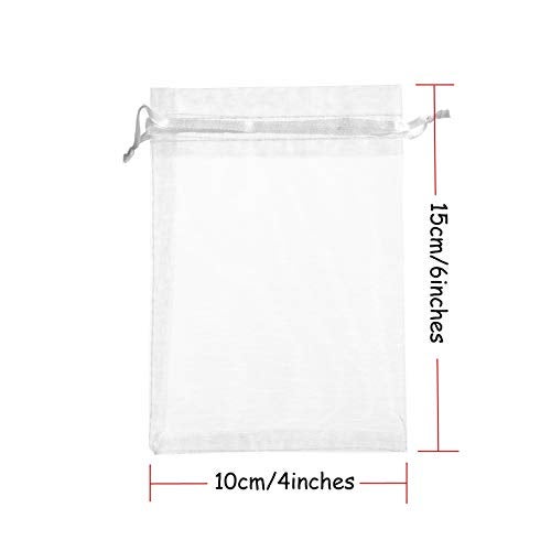 Volanic 100PCS 4X6 Inch Sheer Organza Bags with Drawstring for Candy Jewelry Party Wedding Favor Gift - Image 4