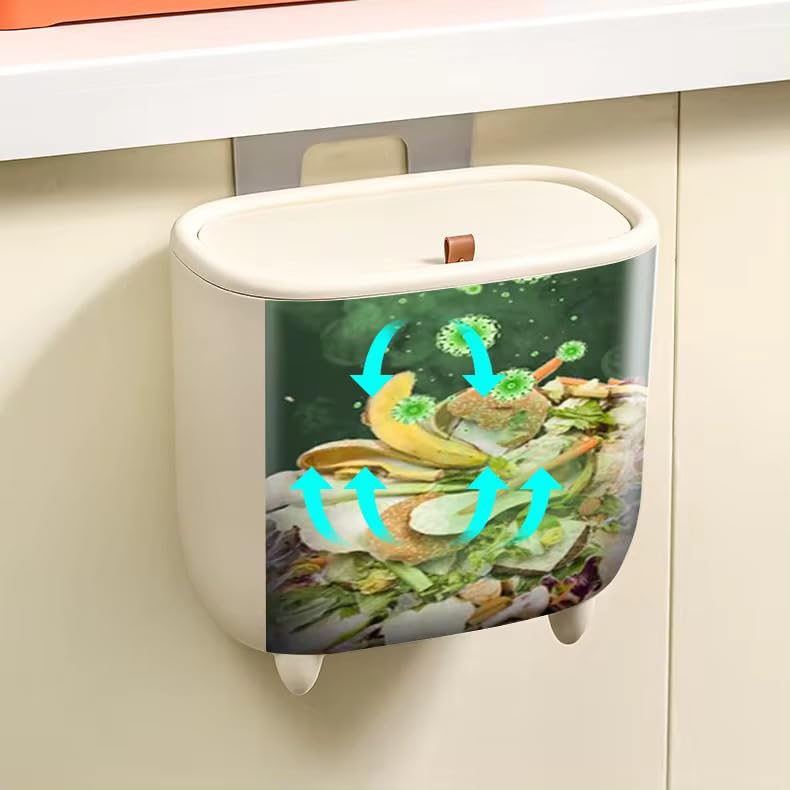 Brikipth Brikipth Kitchen Compost Bin for Counter Top or Under Sink Hanging Small Trash Can with Lid for CupboardBathroomBedroomOfficeCamping Mountable Indoor Compost Bucket - Image 5