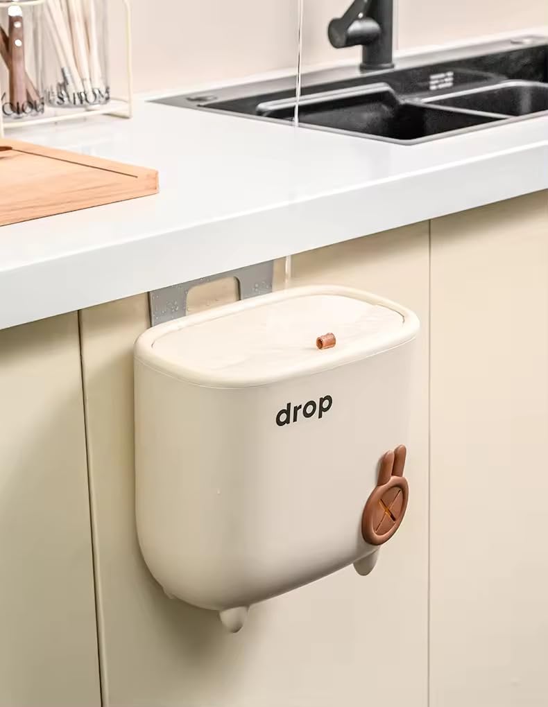 Brikipth Brikipth Kitchen Compost Bin for Counter Top or Under Sink Hanging Small Trash Can with Lid for CupboardBathroomBedroomOfficeCamping Mountable Indoor Compost Bucket - Image 1