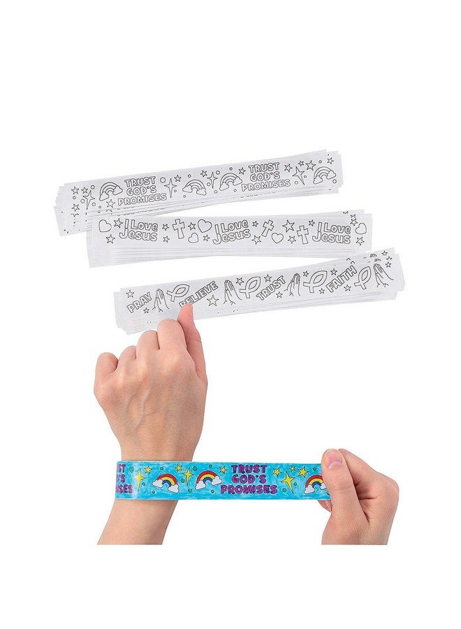 Fun Express Color Your Own Faith Slap Bracelets - VBS and Sunday School Craft Kits - Bulk Set of 48 - Image 1