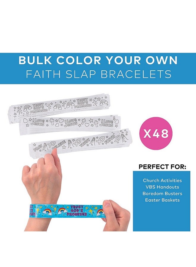 Fun Express Color Your Own Faith Slap Bracelets - VBS and Sunday School Craft Kits - Bulk Set of 48 - Image 3