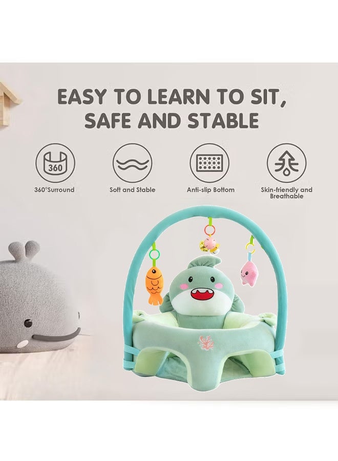 Berma Baby أريكة مقعد داعمة لجلوس الأطفال مع رف ألعاب، كرسي تعليم الرضع - قماش مخملي كريستالي، حشوة من قطن البولي بروبيلين، هدية مثالية للأطفال الصغار لتعلم الجلوس - Image 4