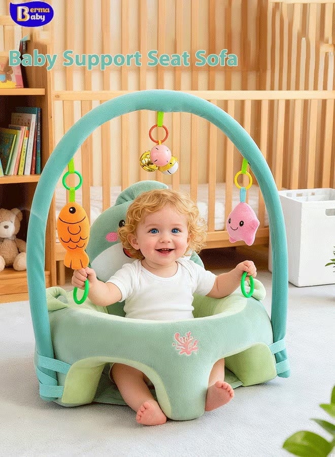 Berma Baby أريكة مقعد داعمة لجلوس الأطفال مع رف ألعاب، كرسي تعليم الرضع - قماش مخملي كريستالي، حشوة من قطن البولي بروبيلين، هدية مثالية للأطفال الصغار لتعلم الجلوس - Image 1