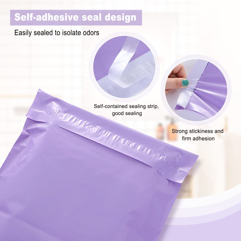 Hipruict Adult Diaper Disposal Bags, Set of 100 Dirty Diaper Bags Disposable, Self-adhesive Seal, Waterproof and Leak-proof, Discreetly Hide Personal Elderly Diapers, Seal Odor, Purple - Image 4