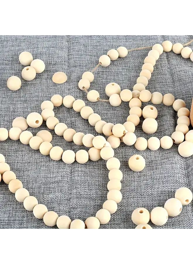 500 قطعة من حبات الخشب المجوف الطبيعي مقاس 10 مم للحرف اليدوية، مسبحات، ديكور المنزل - Image 2