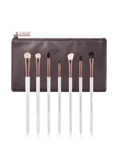 SIXPLUS SIXPLUS 7Pcs Pearly White Eyeshadow Brush Set Professional Eye Brushes with Portable Bag 