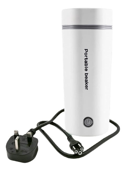 Portable Electric Kettle Stainless Steel Liner Travel Electric Cup Household Mini Heating Teapot Quick Cooking Single Cup Water Heater 350ml Thermos Bottle (White)