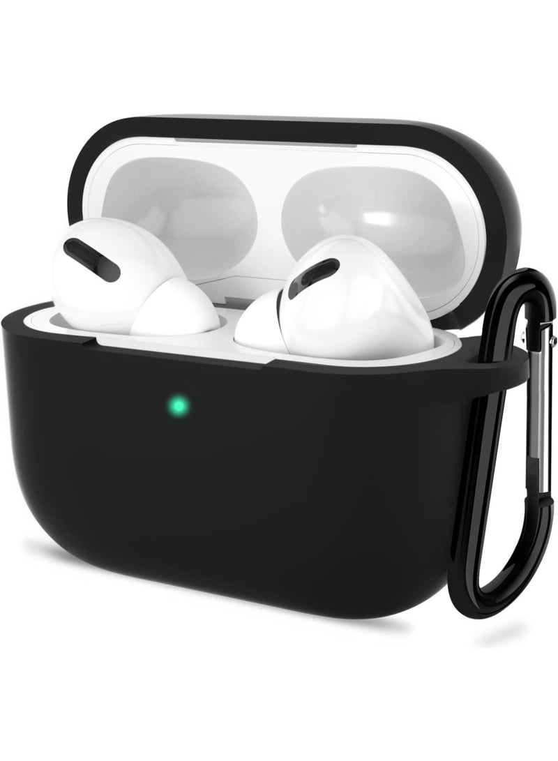 Compatible with AirPods Pro 3 Generation Case Cover, Protective Silicone Skin with Keychain for Women Men for Apple AirPods Pro Gen 3 Front LED Visible AirPods Pro3 (Black) - Image 1
