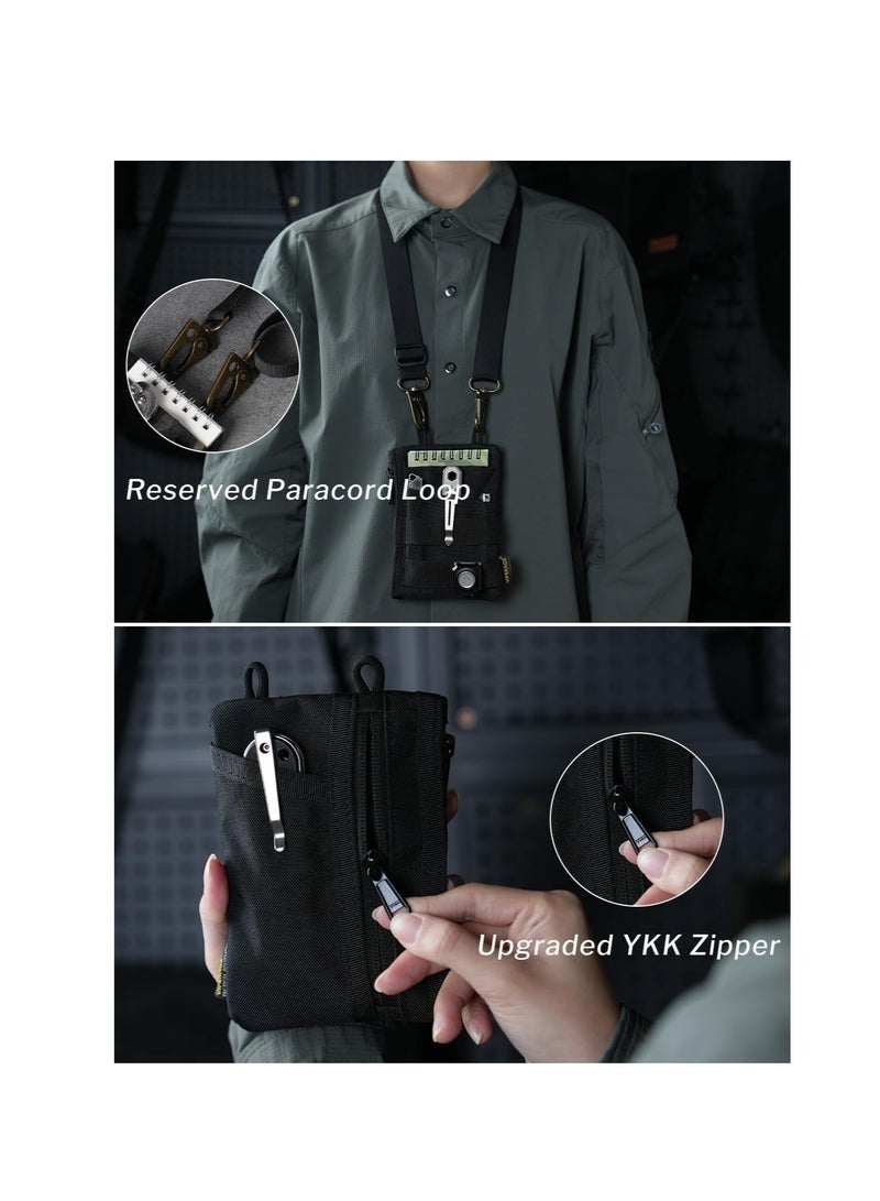 Belt Tool Pouch Holster, Multitool Pouch for Everyday Carry, Tool Pocket Organizer for Men, Pocket Organizer Storage EDC Gears, Best Gift to Keep Organized, Hold Your Flashlight, Pocket Knife, Tactical Pen, Notebook（Including Shoulder Straps） - Image 3