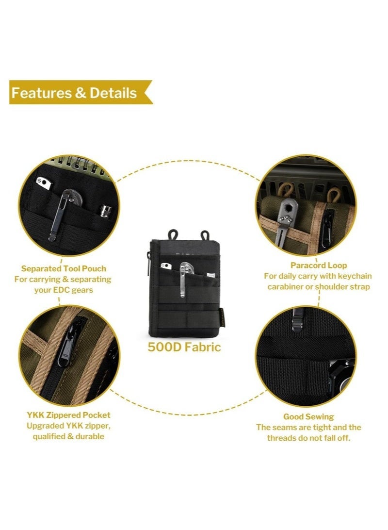 Belt Tool Pouch Holster, Multitool Pouch for Everyday Carry, Tool Pocket Organizer for Men, Pocket Organizer Storage EDC Gears, Best Gift to Keep Organized, Hold Your Flashlight, Pocket Knife, Tactical Pen, Notebook（Including Shoulder Straps） - Image 2