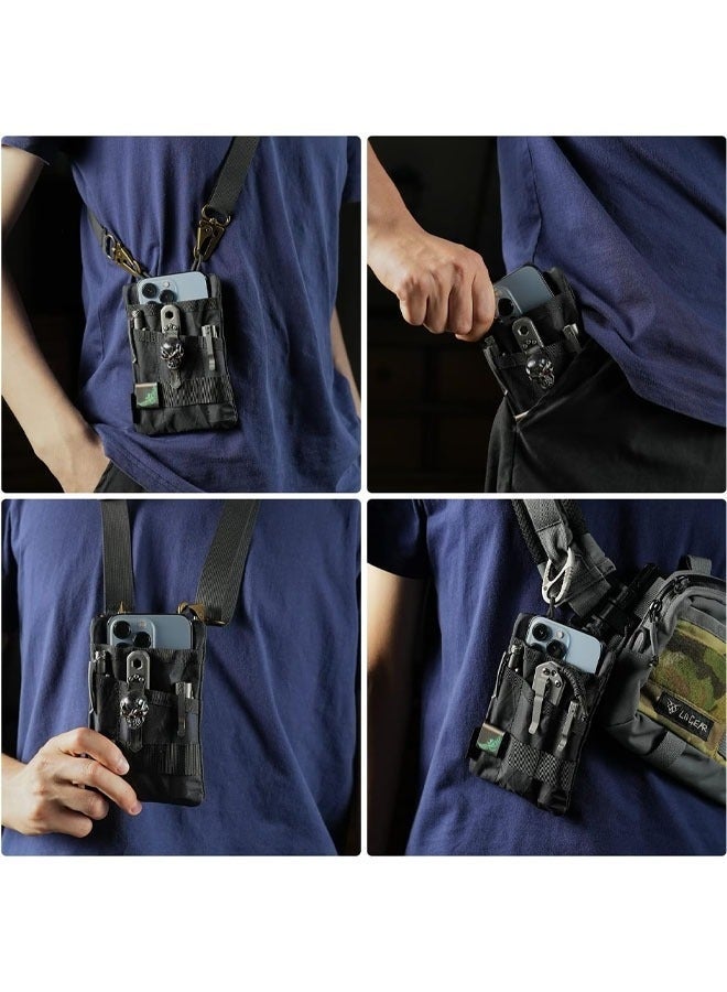 Belt Tool Pouch Holster, Multitool Pouch for Everyday Carry, Tool Pocket Organizer for Men, Pocket Organizer Storage EDC Gears, Best Gift to Keep Organized, Hold Your Flashlight, Pocket Knife, Tactical Pen, Notebook（Including Shoulder Straps） - Image 5