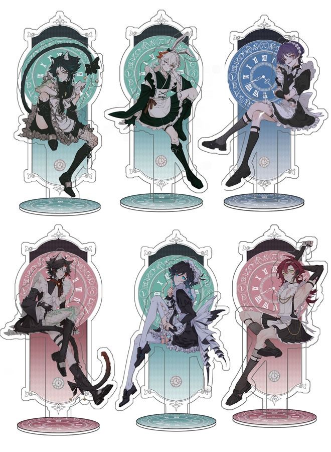Genshin Impact Stand Figure Acrylic Ornaments Stand Model Collections Peripheral Statue Card Character Proof Series Transparent Figure Model Fans Decoration Collection Desk Decor Toys Cute(6pcs)  - Image 1