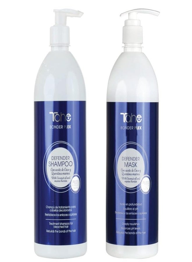 Tahe Defender Kit - Shampoo 1000ml + Mask 1000ml For Blonde Hair, With Coconut Oil and Marine Keratin - Image 1