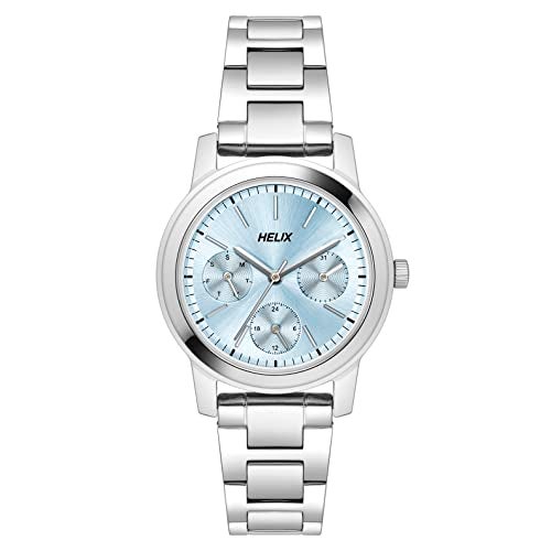 Helix by Timex Analog Watch for Women with Blue Round Dial & Silver Stainless Steel Bracelet Band Water Resistant Women's Wrist Watches - TW052HL00 - Image 1