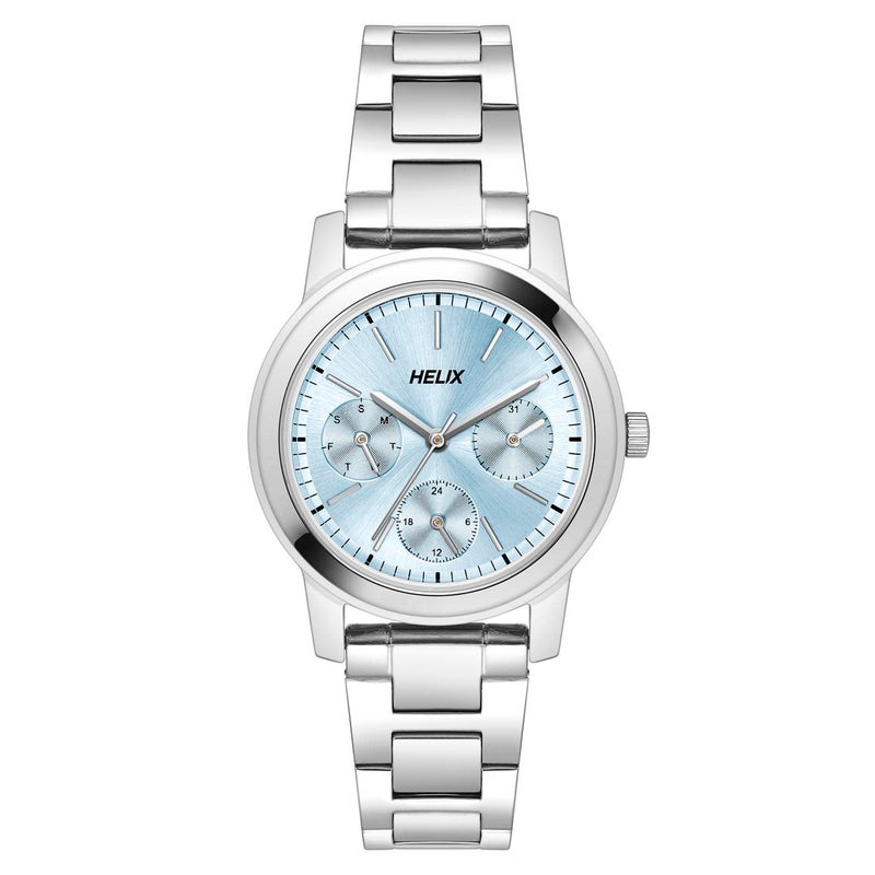Helix by Timex Analog Watch for Women with Blue Round Dial & Silver Stainless Steel Bracelet Band Water Resistant Women's Wrist Watches - TW052HL00 - Image 5