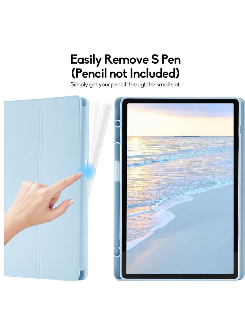 ميجوفاست جراب Samsung Galaxy Tab S10Fe / S9Fe مع حامل قلم S، جراب واقٍ ذكي بحامل ثلاثي الطيات مع ظهر ناعم من مادة TPU، غطاء بخاصية السكون/التنشيط التلقائي لجراب Samsung Galaxy Tab S10 Fe / S9Fe، أزرق سماوي - Image 3