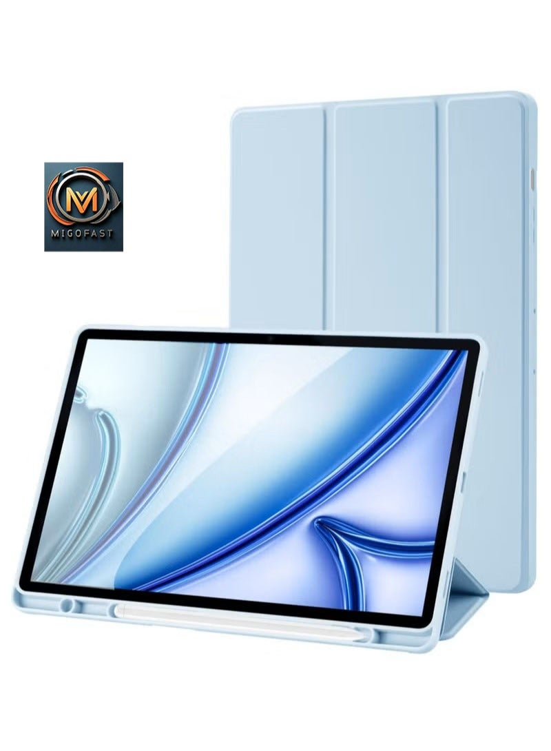 ميجوفاست جراب Samsung Galaxy Tab S10Fe / S9Fe مع حامل قلم S، جراب واقٍ ذكي بحامل ثلاثي الطيات مع ظهر ناعم من مادة TPU، غطاء بخاصية السكون/التنشيط التلقائي لجراب Samsung Galaxy Tab S10 Fe / S9Fe، أزرق سماوي - Image 1