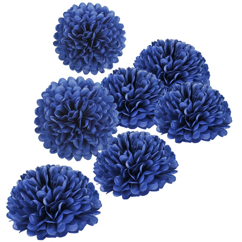 MISU 10 Navy Blue Tissue Pom Poms DIY Tissue Paper Flowers for Birthday Wedding Baby Shower Tea Party Dessert Table Decoration Pack of 18