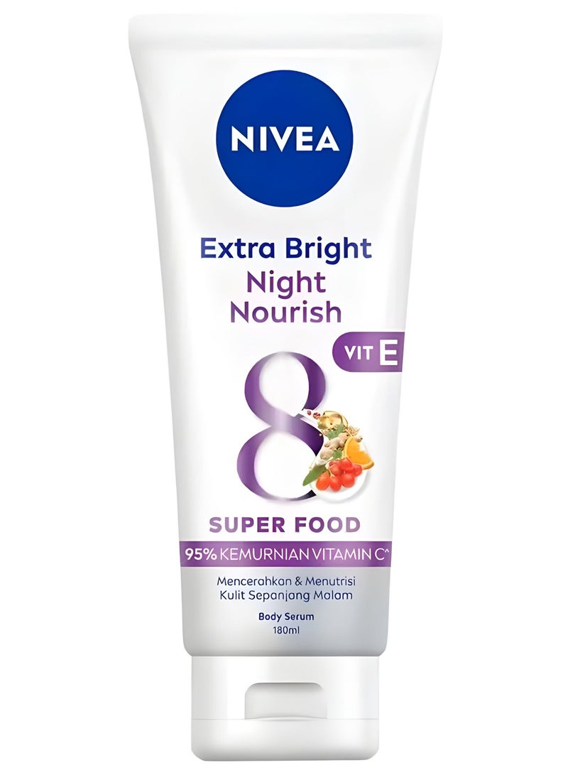 Nivea Extra Bright Night Nourish VIT E SUPER FOOD Body Serum 180ml - Image 1