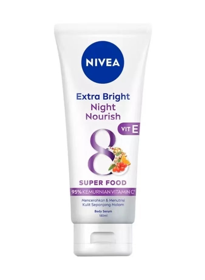 Nivea Extra Bright Night Nourish VIT E SUPER FOOD Body Serum 180ml - Image 2