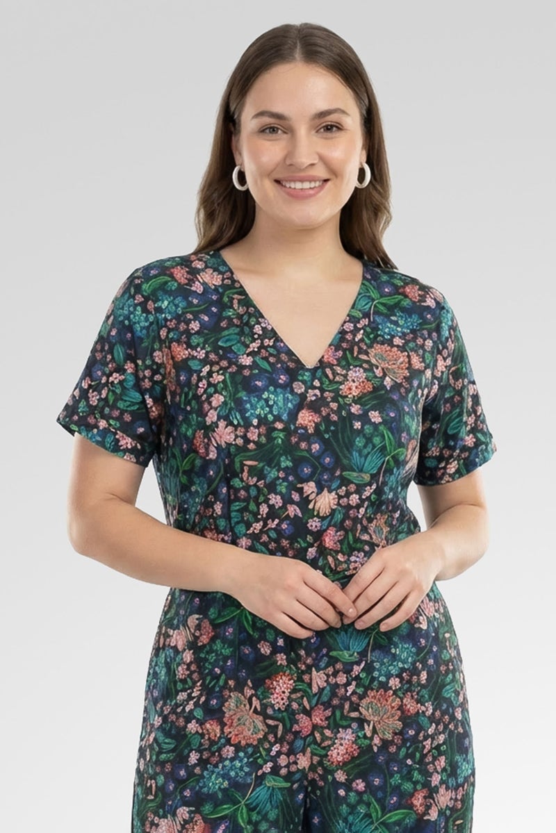 Willow & Whistle Women Allover Print Short Sleeve Jumpsuit, Multicolor - Image 2