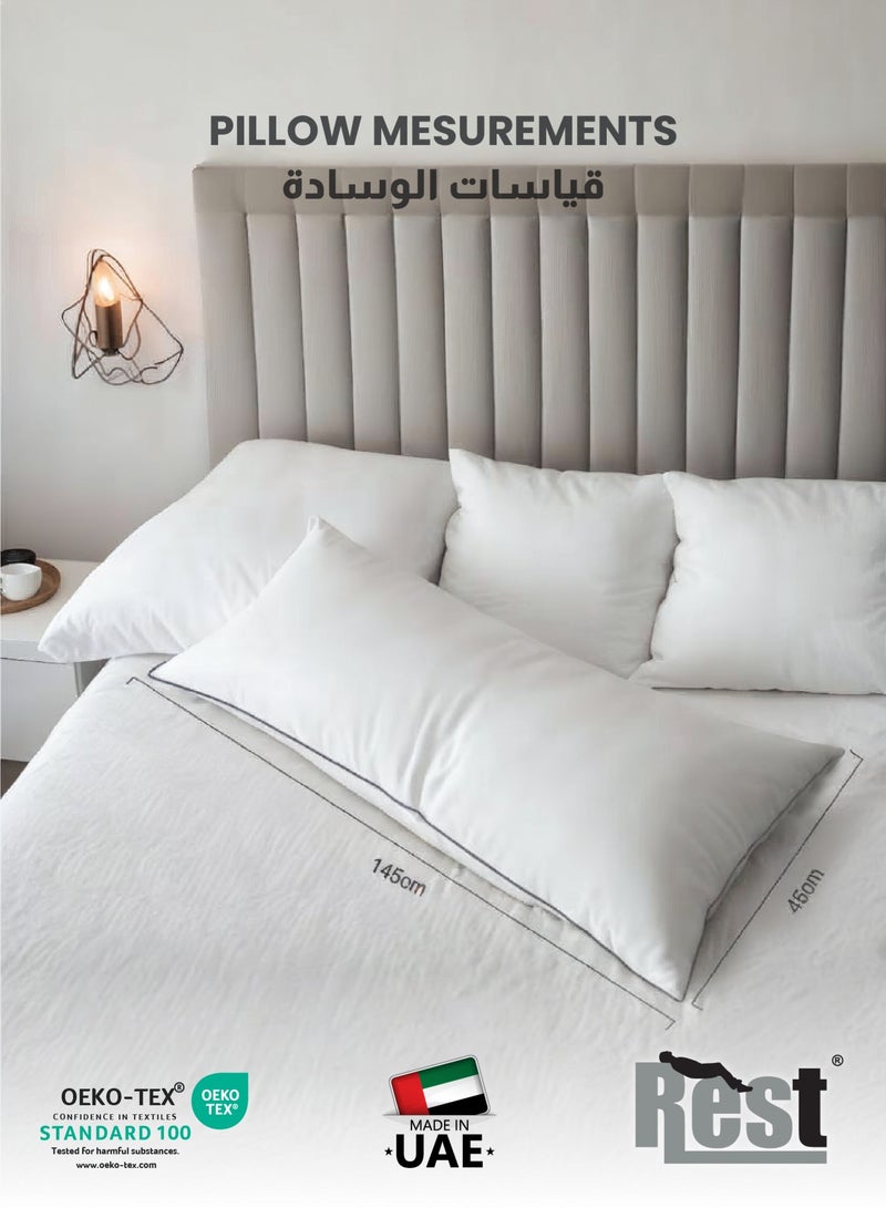 Rest Full Bed Pillow 45 X 145 cm  Extra Smooth  White Lightweight Long Body Pillow Soft Breathable And Lightweight for Maternity Support - Image 2