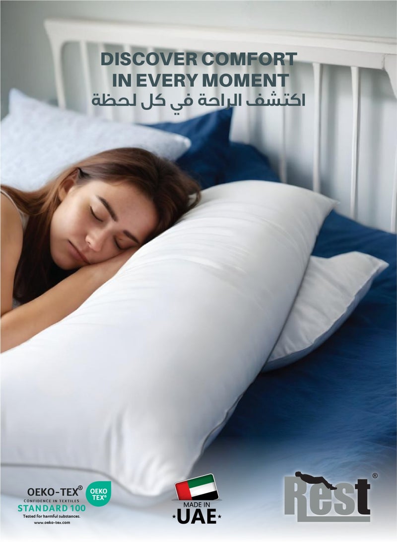 Rest Full Bed Pillow 45 X 145 cm  Extra Smooth  White Lightweight Long Body Pillow Soft Breathable And Lightweight for Maternity Support - Image 3