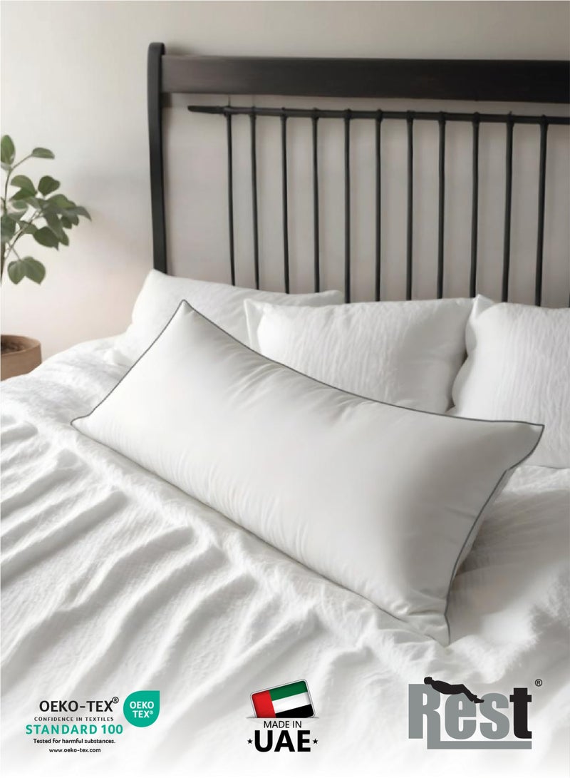 Rest Full Bed Pillow 45 X 145 cm  Extra Smooth  White Lightweight Long Body Pillow Soft Breathable And Lightweight for Maternity Support - Image 4