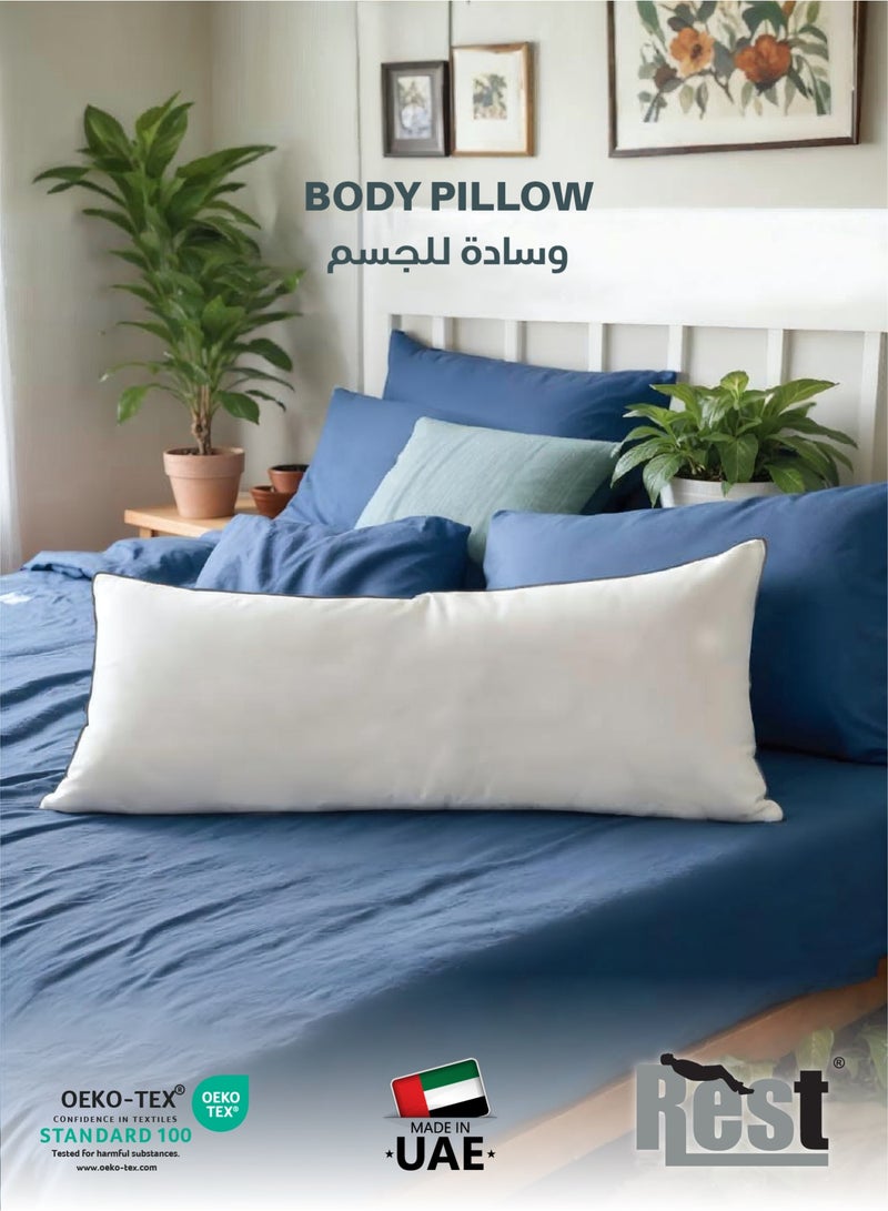 Rest Full Bed Pillow 45 X 145 cm  Extra Smooth  White Lightweight Long Body Pillow Soft Breathable And Lightweight for Maternity Support - Image 1