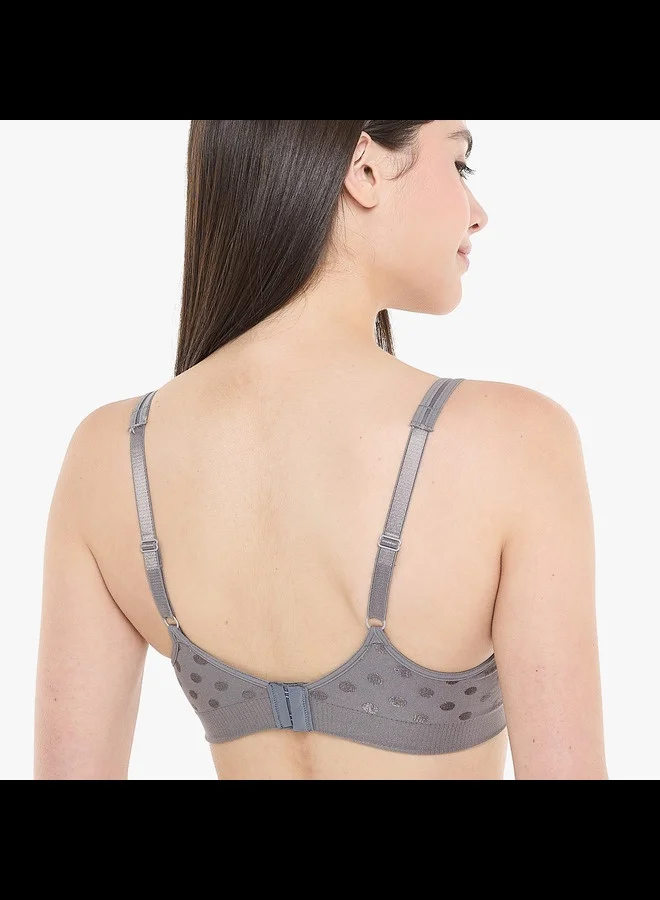 Hanes Hanes Womens Fuller Coverage Foam Wire Free with Floral Pattern Charcoal Large