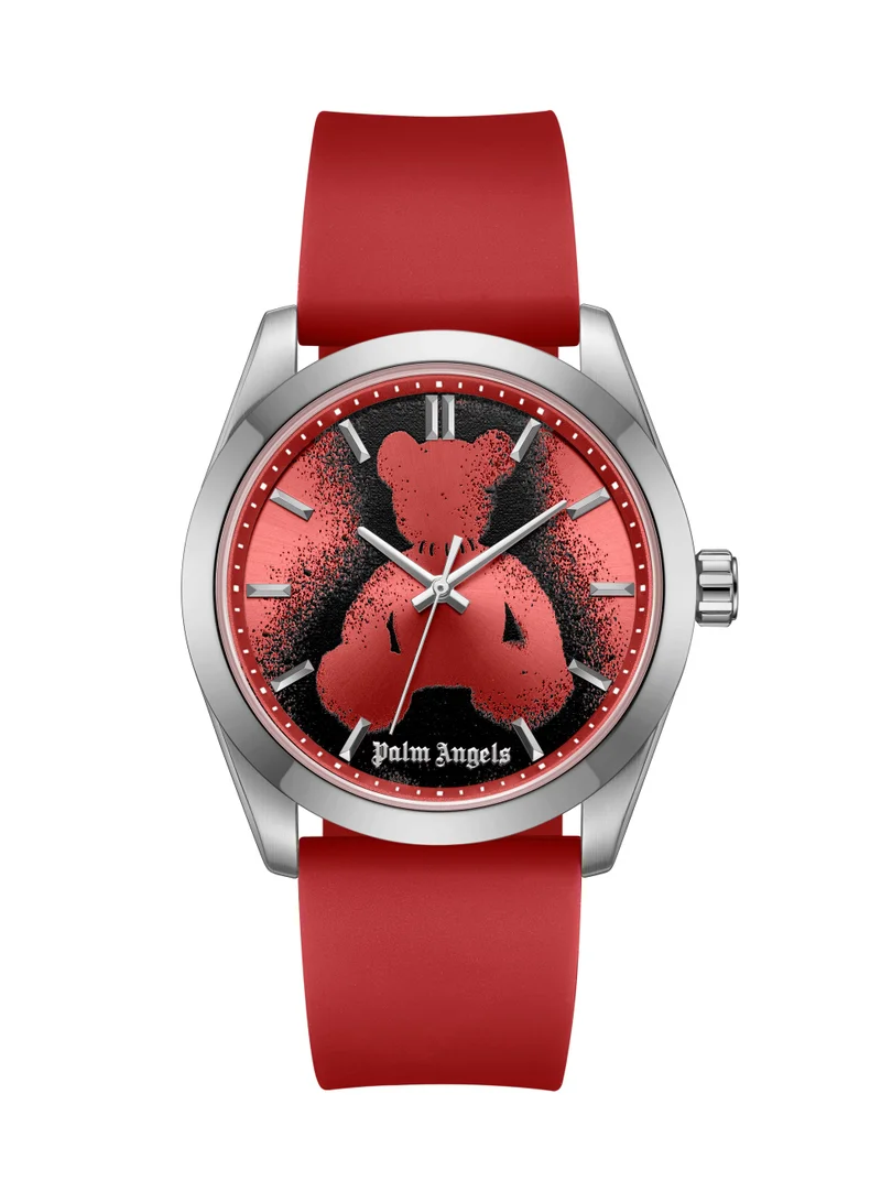 Palm Angels Uno Red-Black Dial Red Silicone Strap Analog Watch for Men, 42mm