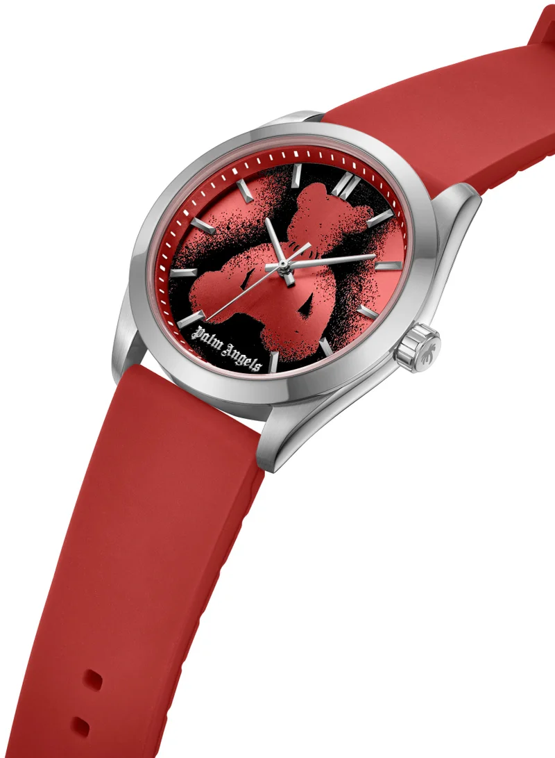 Palm Angels Uno Red-Black Dial Red Silicone Strap Analog Watch for Men, 42mm